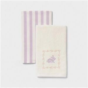 2pk nwt Easter Cross Stitch and Stripe Hand Towel Purple - Threshold
